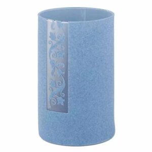 Vase cylindrique en verre Maia avec revêtement feutrine bleue pour compositions florales professionnelles