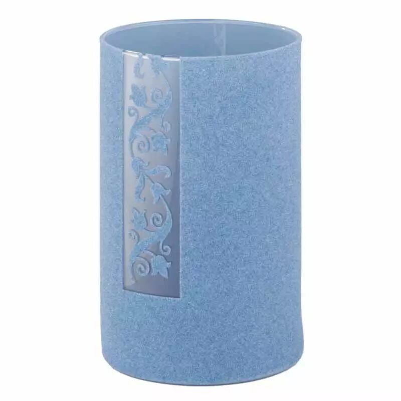 Vase cylindrique en verre Maia avec revêtement feutrine bleue pour compositions florales professionnelles