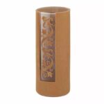 Vase cylindrique en verre habillé de feutrine caramel Maia 8x20 cm pour fleuriste et compositions florales