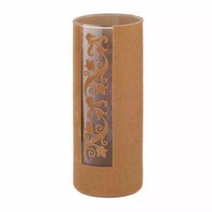 Vase cylindrique en verre habillé de feutrine caramel Maia 8x20 cm pour fleuriste et compositions florales