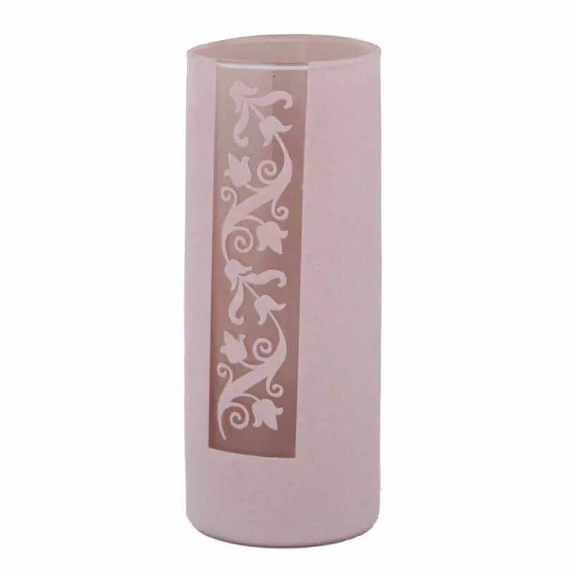 Vase cylindrique en verre avec habillage feutrine rose Maia pour compositions florales professionnelles
