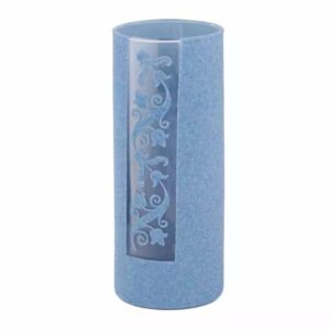 Vase cylindrique en verre Maia recouvert de feutrine bleue pour compositions florales professionnelles
