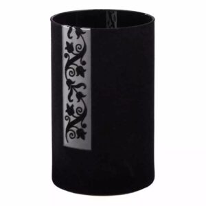Vase cylindrique en verre noir avec revêtement feutrine Maia 12x20 cm pour compositions florales professionnelles