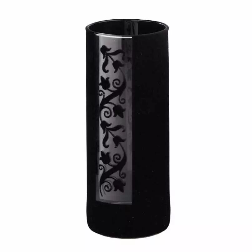 Vase cylindrique noir Maia en verre avec revêtement feutrine pour compositions florales professionnelles