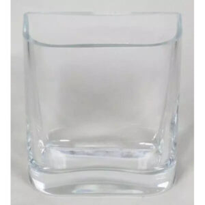Vase rectangulaire en verre transparent épais pour compositions florales professionnelles 15,5x6,5 H19 cm