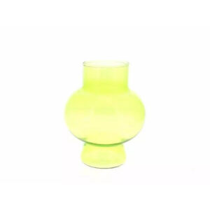 Vase en verre vert anis 13,5 cm de diamètre pour compositions florales professionnelles