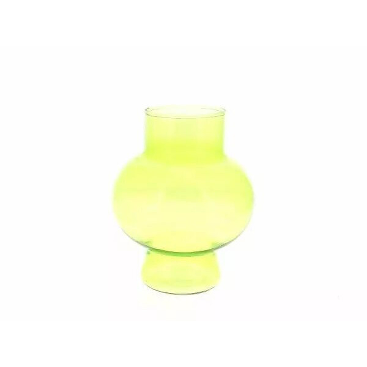 Vase en verre vert anis 13,5 cm de diamètre pour compositions florales professionnelles