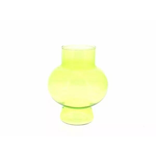 Vase en verre vert anis 13,5 cm de diamètre pour compositions florales professionnelles