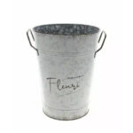 Vase en zinc gris Mon Coin Fleuri dimensions 18 cm diamètre et 25 cm hauteur pour compositions florales champêtres