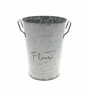 Vase en zinc gris Mon Coin Fleuri dimensions 18 cm diamètre et 25 cm hauteur pour compositions florales champêtres