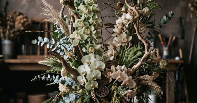 Creation florale sculpturale sur socle, niveau du BTM et du titre de Meilleur Ouvrier de France fleuriste