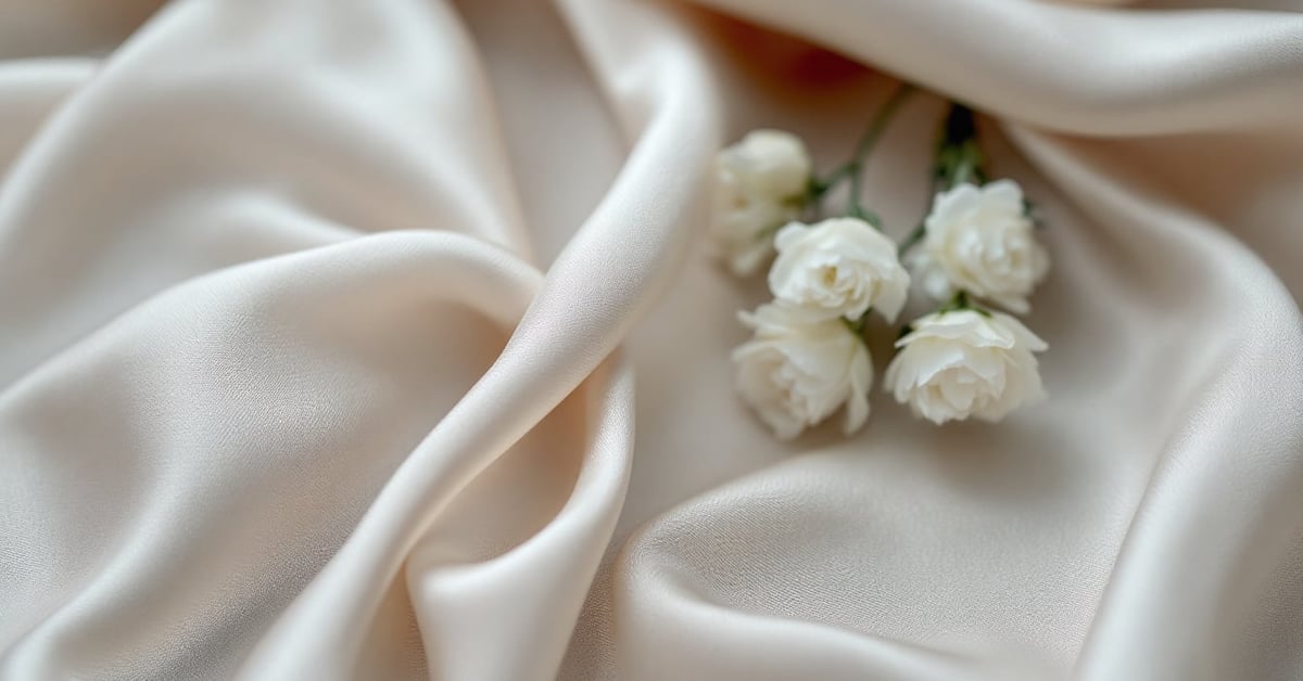 Ruban satin ivoire utilisé par un fleuriste pour décorer un bouquet de mariage classique