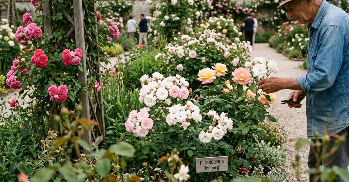 Variétés de roses en fleurs, grandes familles de rosiers aux couleurs naturelles et authentiques