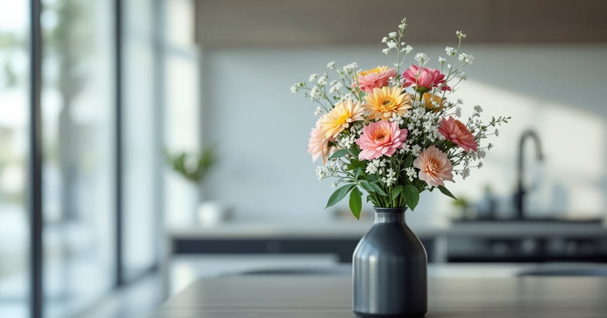 Bouquet de pivoines roses épanouies aux pétales délicats, disposé dans un cadre élégant et moderne