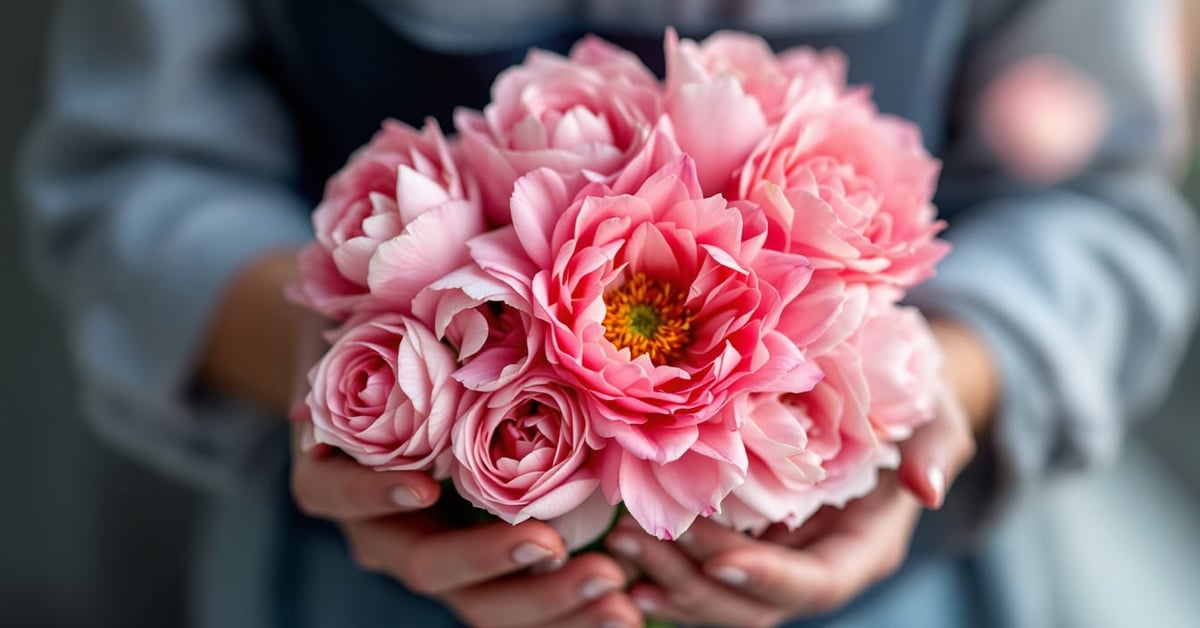Pivoines au stade bouton prêtes à être coupées pour un bouquet de pivoine frais