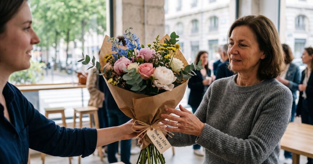 Bouquet de fleurs colorées pour la fête des mères, composition florale élégante et naturelle