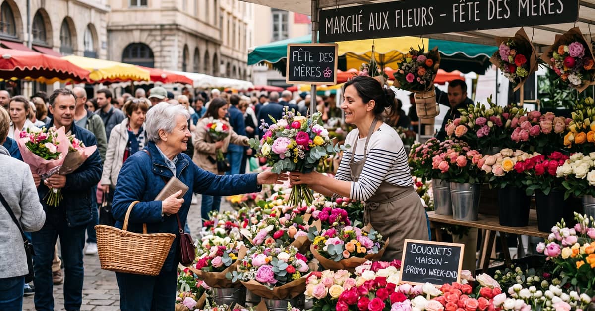 Bouquet de fleurs colorées pour la fête des mères, roses et pivoines fraîches