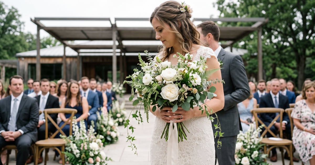 Bouquet de mariage élégant entouré de fleurs décoratives pour une cérémonie harmonieuse
