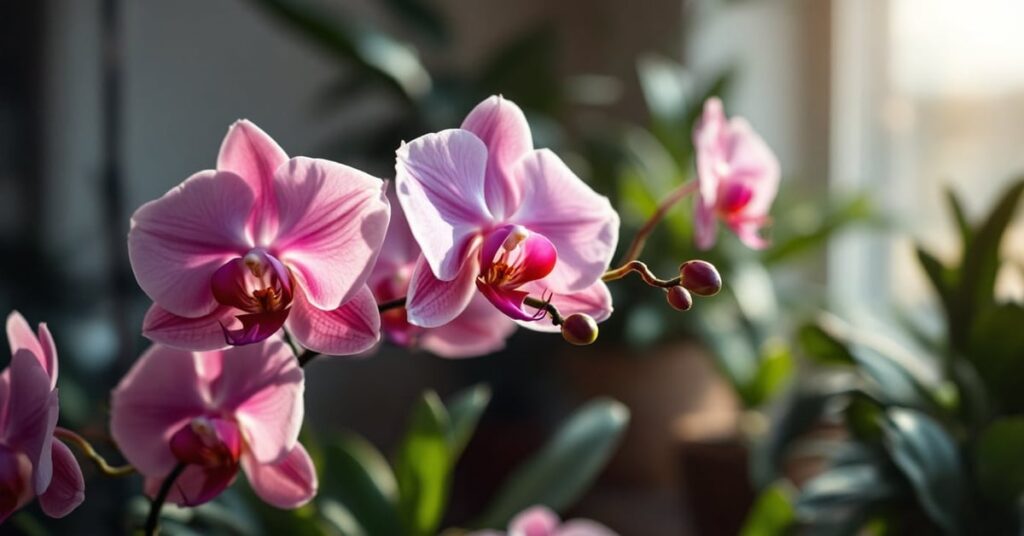 Fleurs orchidée en fleurs aux pétales délicats, cultivées dans un cadre naturel élégant