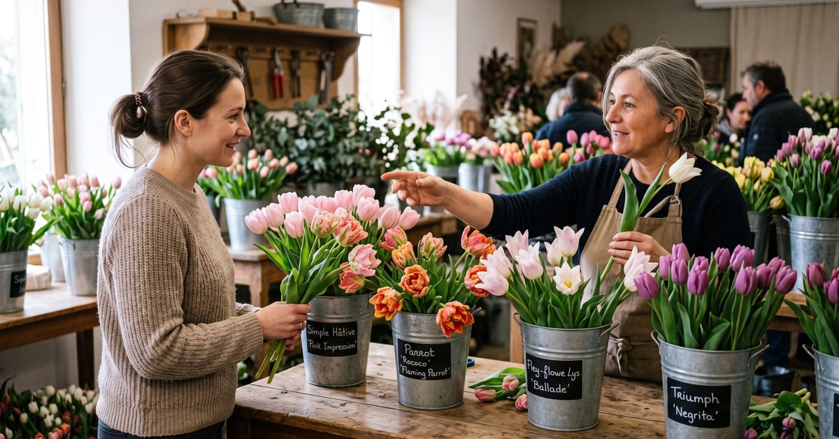 Tulipes fleuristes en variétés colorées, classification et choix pour professionnels