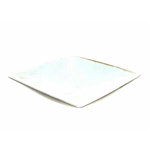 Assiette carrée en PVC blanc à effet patiné pour centres de table et compositions florales de Noël