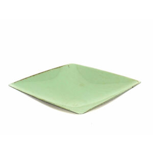 Assiette carrée en PVC vert clair à effet patiné pour compositions florales basses et centres de table