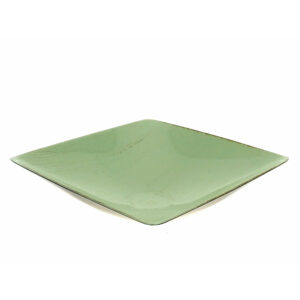 Grande assiette carrée en PVC vert clair patiné pour centres de table de buffet et compositions florales