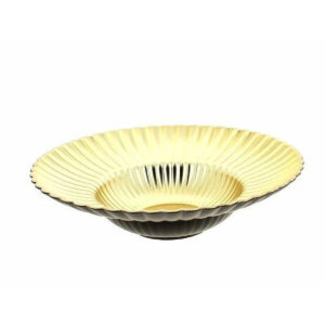 Assiette ronde en PVC doré à bord cannelé pour centre de table et composition florale de fête