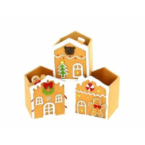 Cache-pots en céramique en forme de maison en pain d'épice à décors de Noël pour cadeaux de fleuriste