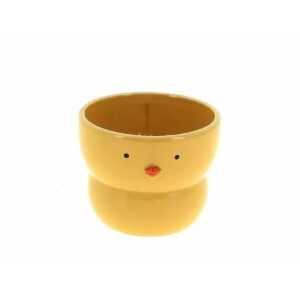 Petit cache-pot en céramique jaune en forme de poussin pour plantes et compositions de Pâques de fleuriste