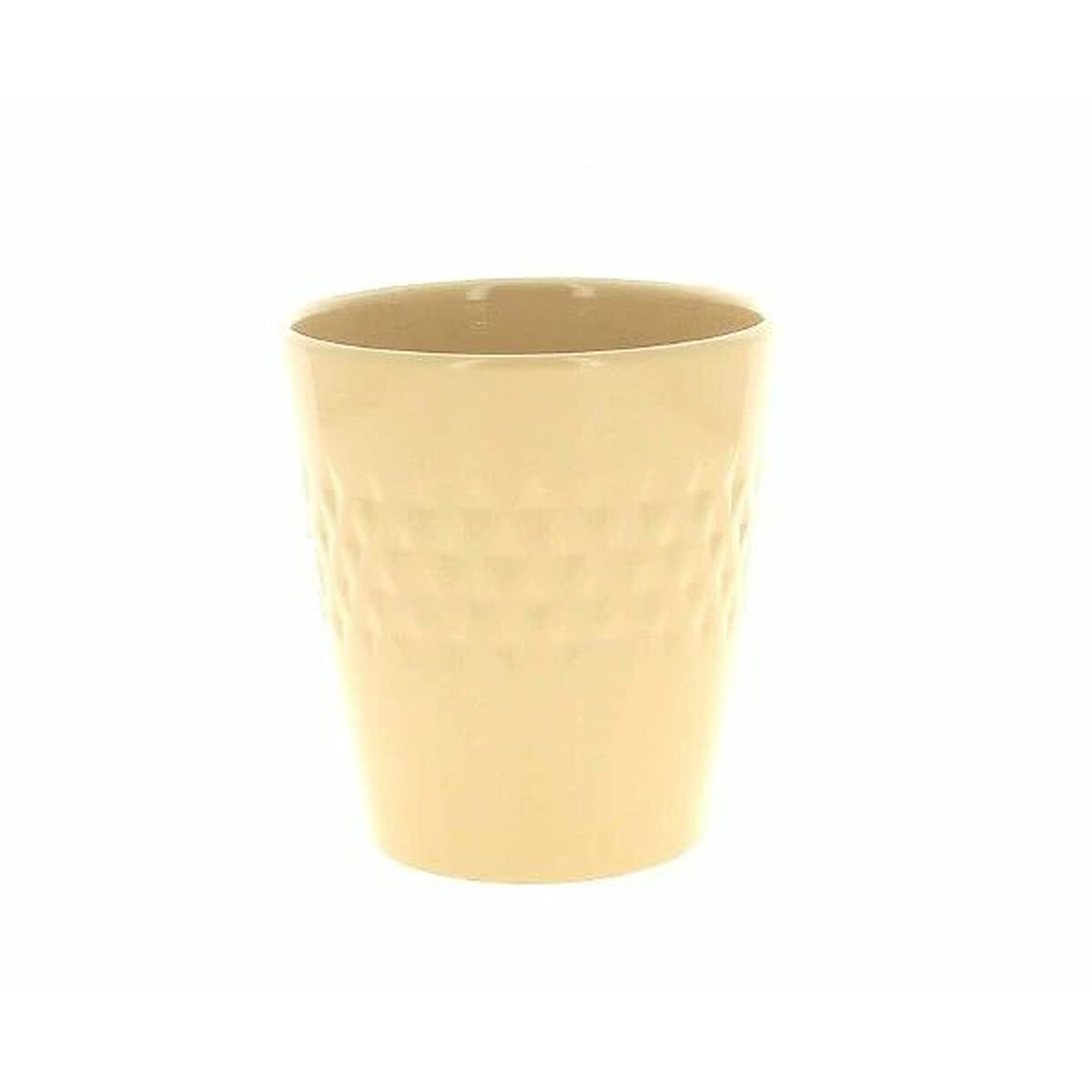 Cache-pot pour orchidée en céramique beige brillante à relief pointes de diamant, contenant de fleuriste