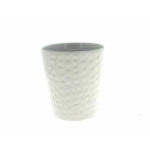 Cache-pot pour orchidée blanc à relief martelé pour présentation de plantes chez le fleuriste