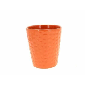 Cache-pot pour orchidée saumon à relief martelé pour présentation de plantes chez le fleuriste