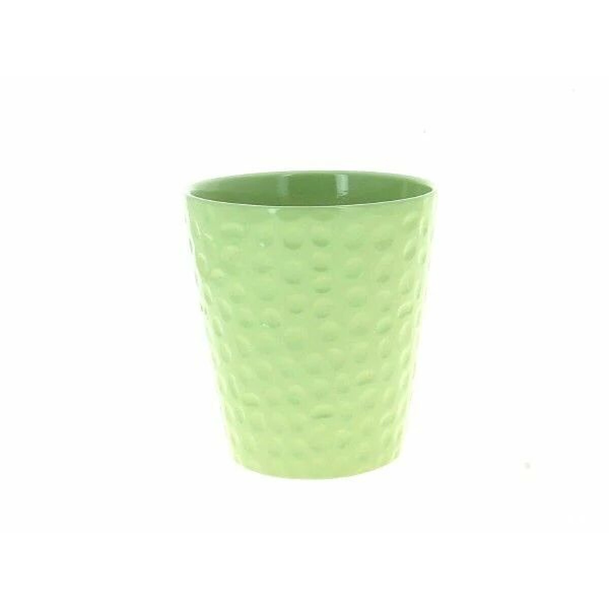 Cache-pot pour orchidée vert pastel à relief martelé pour présentation de plantes chez le fleuriste