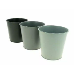 Cache-pots ronds en zinc mat vert, bordeaux, terracotta et crème pour plantes d'intérieur de fleuriste