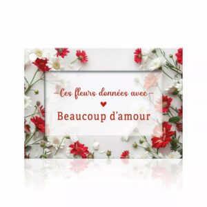 Carte de vœux Beaucoup d'amour à photo de fleurs rouges et blanches pour bouquet de fleuriste