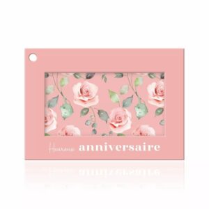Carte Heureux anniversaire à cadre vieux rose et roses aquarelle pour bouquet d'anniversaire de fleuriste