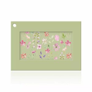 Carte de vœux sans texte à cadre vert tilleul et fleurs des champs aquarelle pour bouquets de fleuriste