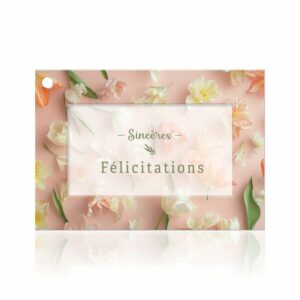 Carte Sincères félicitations à photo de fleurs crème et pêche pour bouquet de félicitations