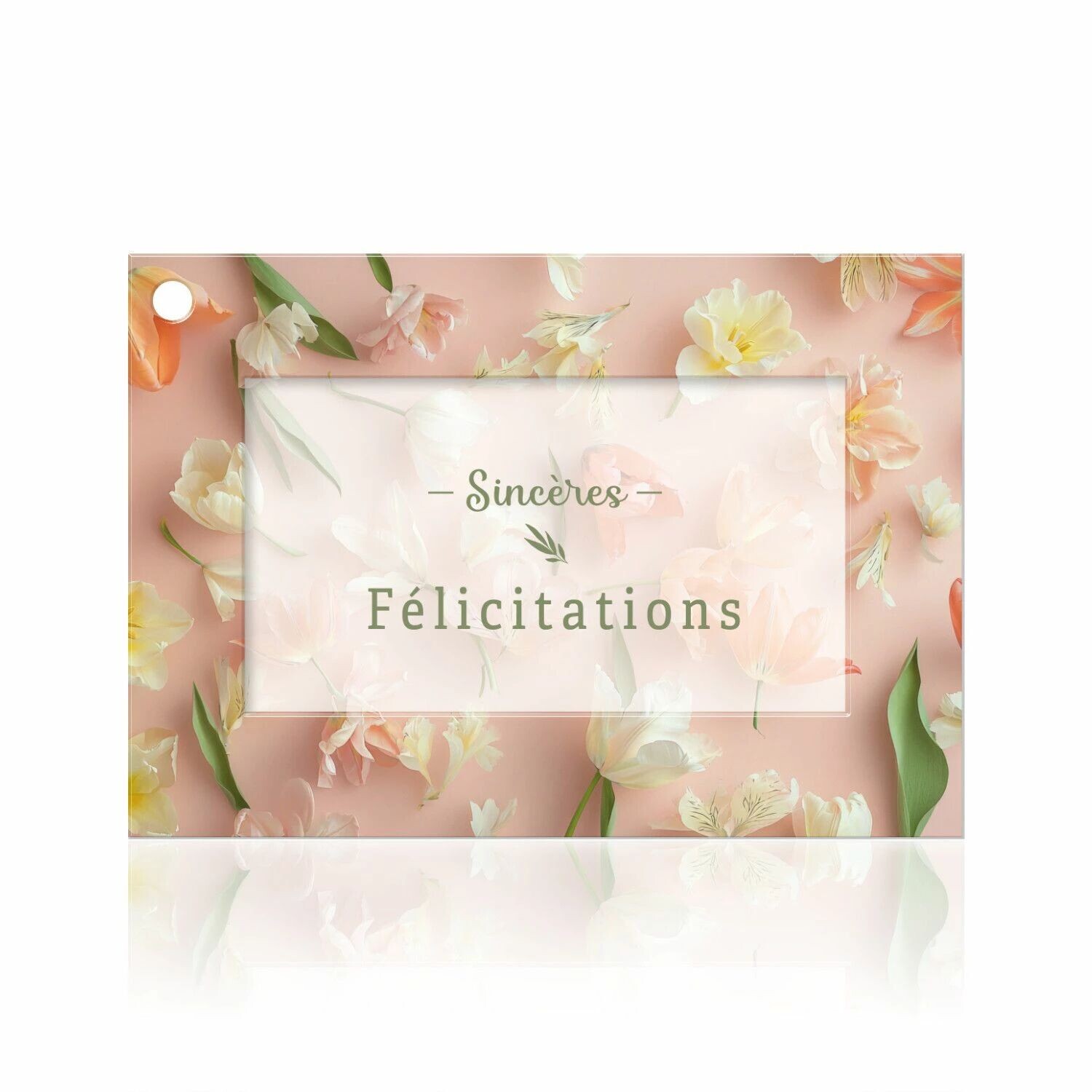 Carte Sincères félicitations à photo de fleurs crème et pêche pour bouquet de félicitations