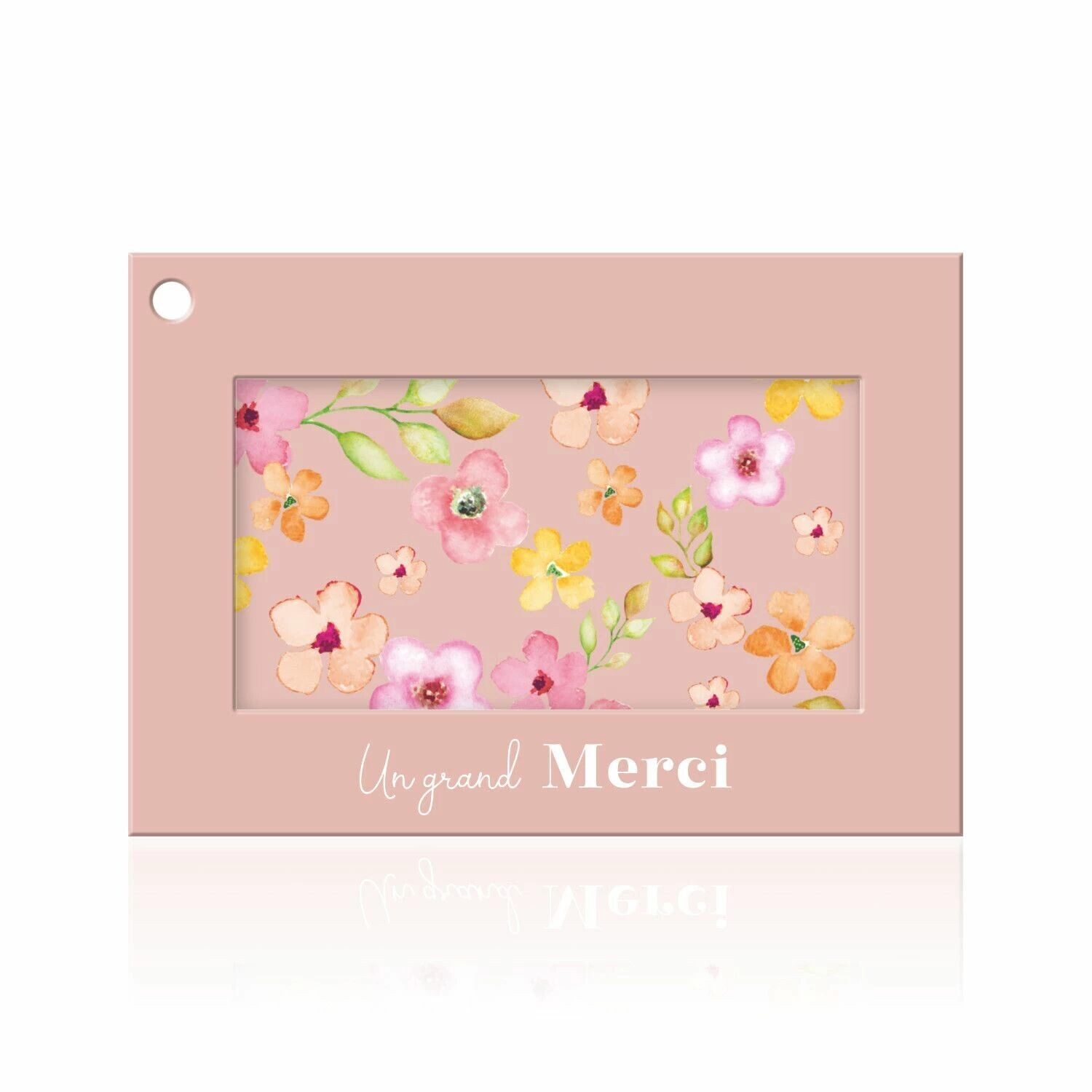 Carte de vœux Un grand Merci à fond rose et fleurs aquarellées pastel pour bouquet de fleuriste