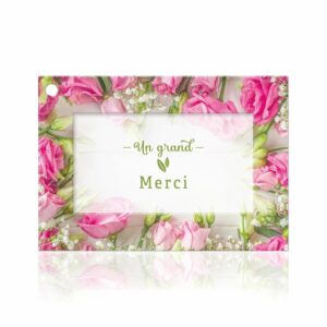 Carte Un grand Merci photo de lisianthus roses et gypsophile pour bouquet et cadeau de fleuriste