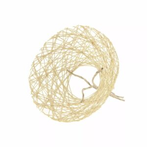 Collerette ronde en papier entrelacé crème avec liens en ficelle pour bouquets champêtres de fleuriste