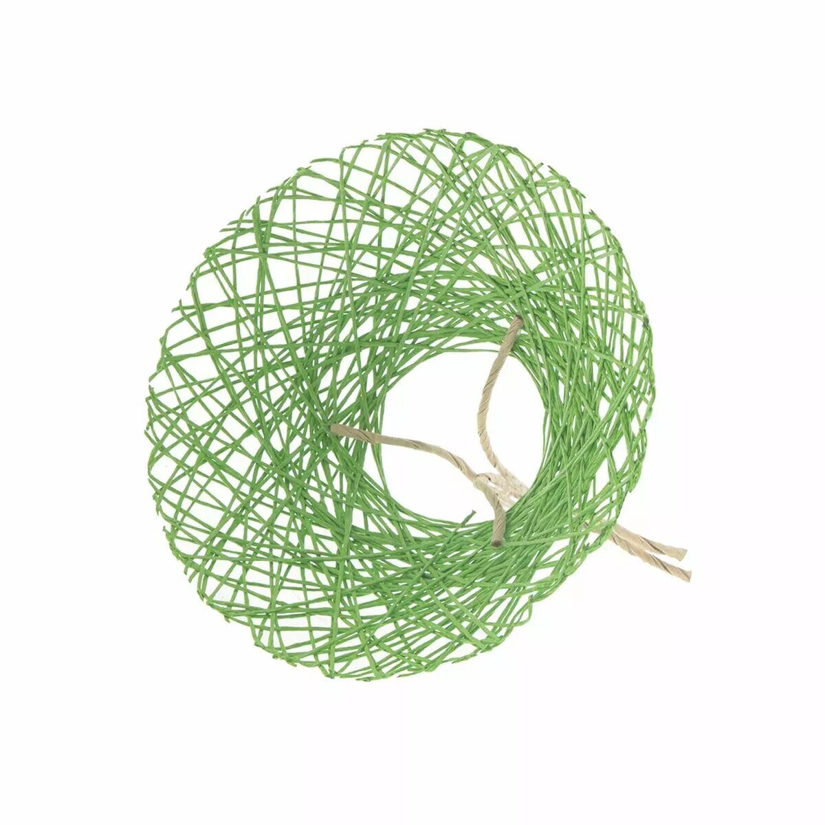 Collerette ronde en papier entrelacé vert anis avec liens en ficelle pour bouquets de fleuriste