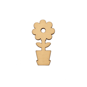 Silhouette en bois naturel d'une fleur dans son pot pour décoration de cache-pots et compositions de fleuriste