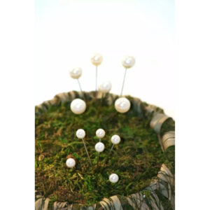 Épingles à tête perle champagne de 10 mm piquées dans la mousse, accessoire de fleuriste pour bouquets et boutonnières