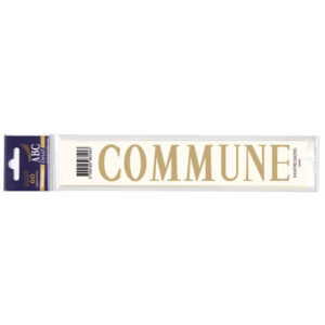 Planche de l'expression COMMUNE en lettres dorées à reporter sur un ruban de deuil de fleuriste