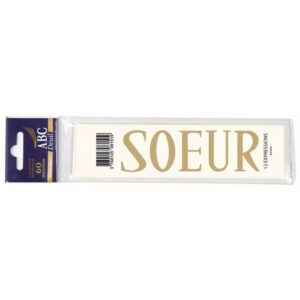 Planche de l'expression SOEUR en lettres dorées à reporter sur un ruban de deuil de fleuriste