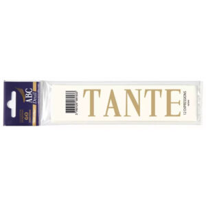 Planche de l'expression TANTE en lettres dorées à reporter sur un ruban de deuil de fleuriste