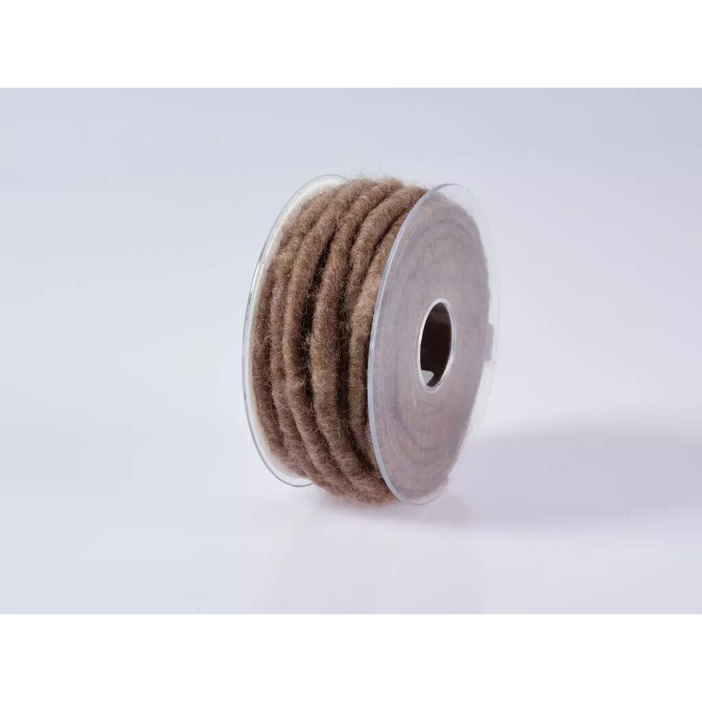 Bobine de laine de mouton armée marron clair 9 mm pour couronnes et décors floraux d'automne